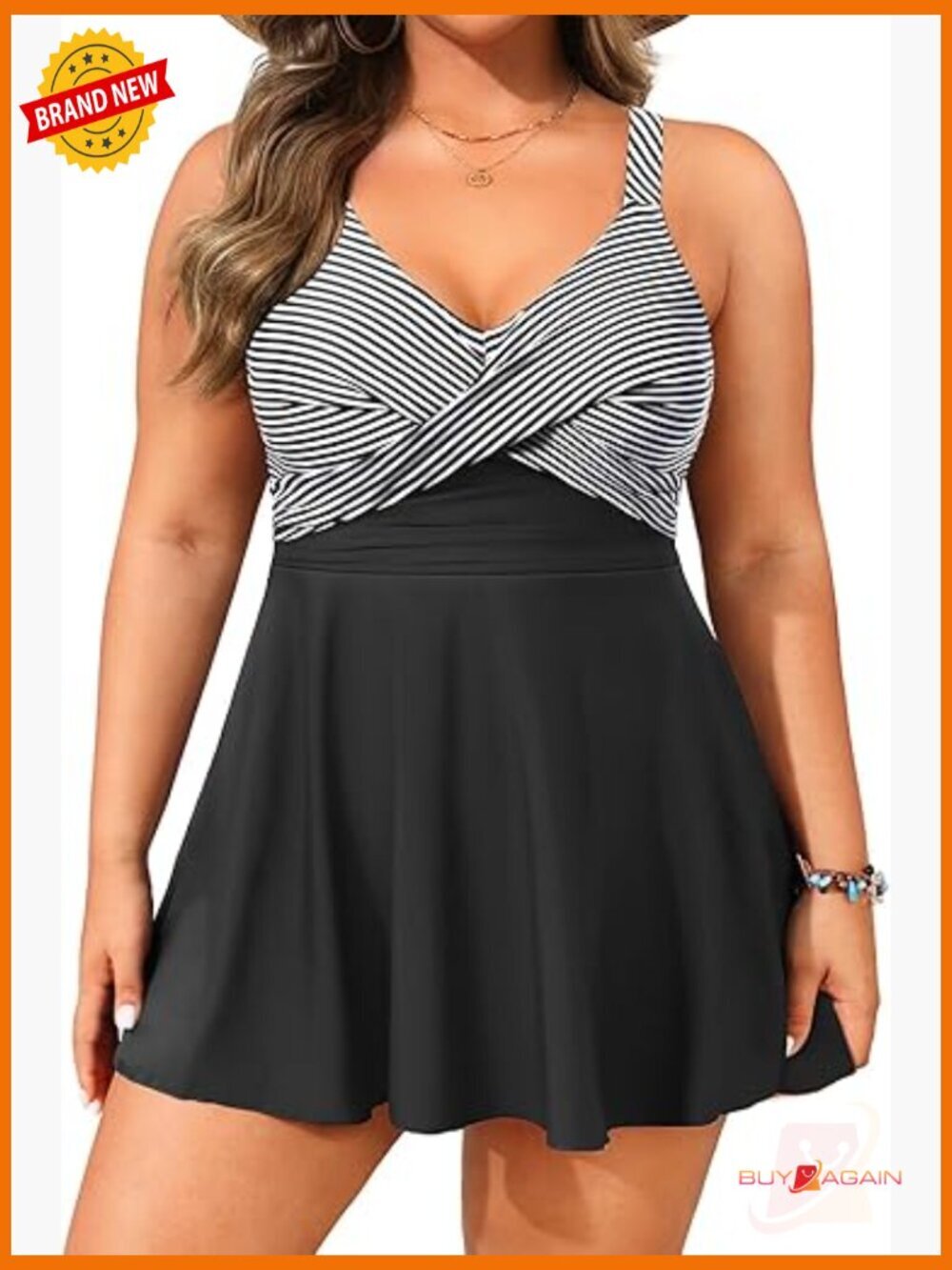 Plus Size Swim Dress - Two Piece Tankini Tummy Control Bathing Suit with Shorts